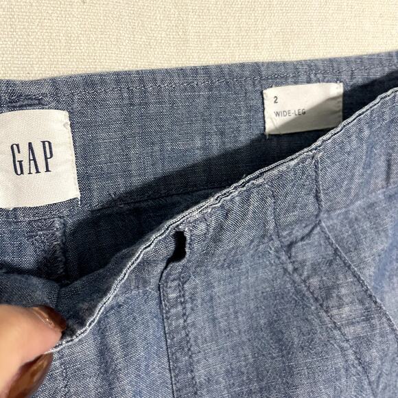 GAP Women's Mid Rise Linen Blend Wide-Leg Pull-On Pants Blue -‎ Size 2 - Picture 7 of 12